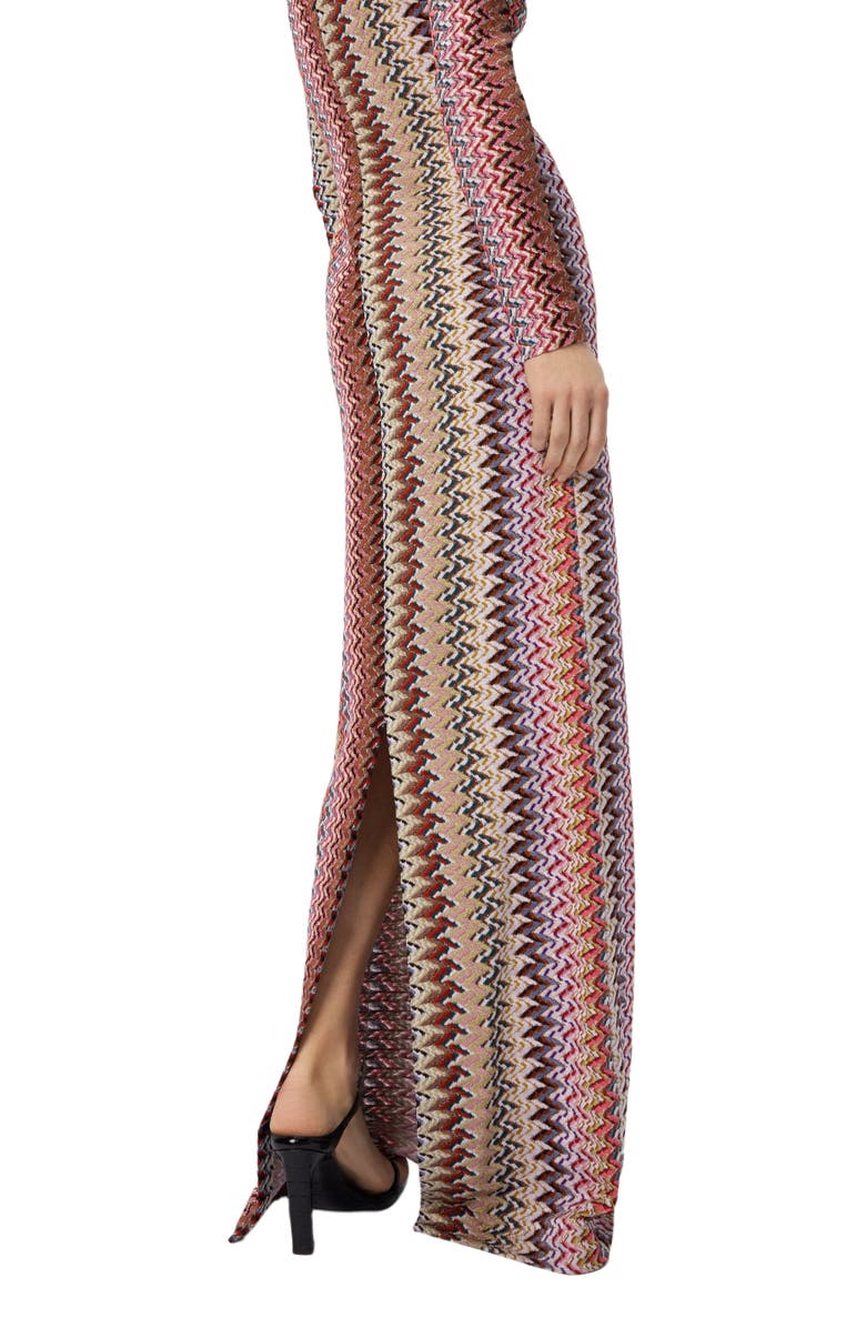 Missoni Long Dress With V-neck And Zigzag Pattern, Alternate, color, Multicoloured