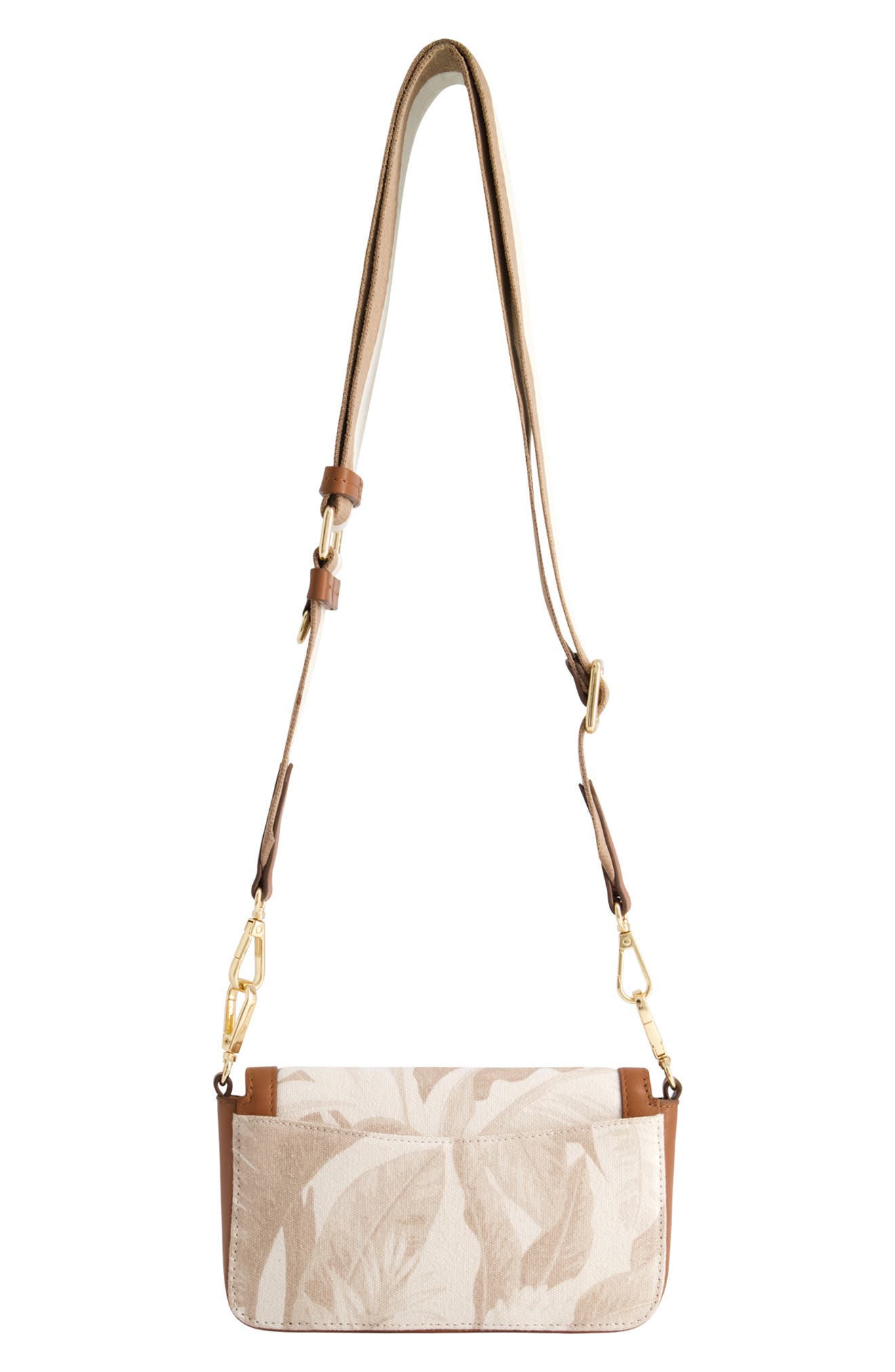 Tommy Bahama Floral Canvas & Leather Trim Double Crossbody Bag, Alternate, color, Brown Multi