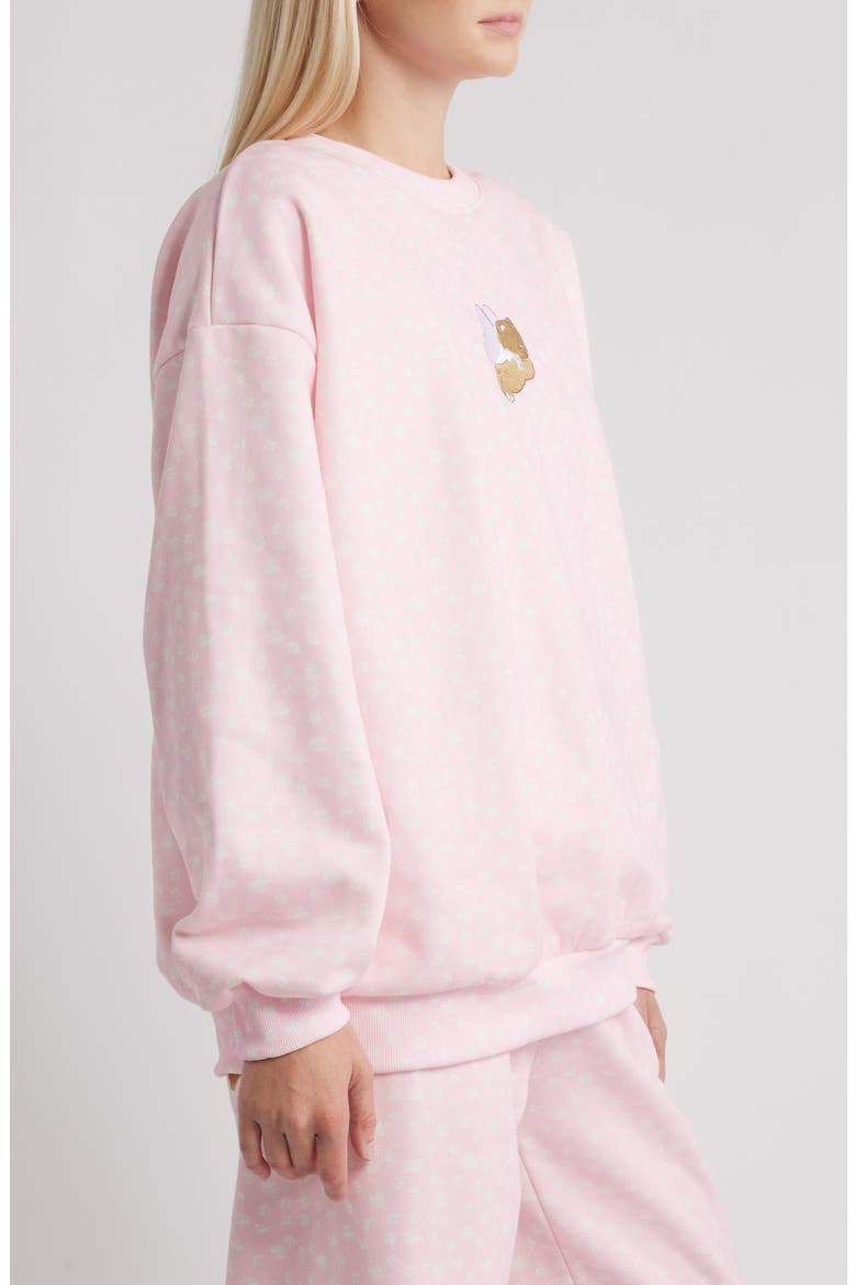 Angel Bear Embroidered Crewneck Sweatshirt, Alternate, color, BABY PINK