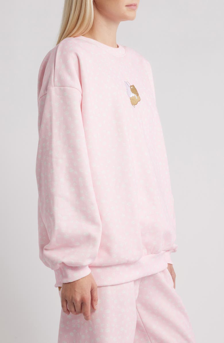 HAPPY CAMP3R Angel Bear Embroidered Crewneck Sweatshirt, Alternate, color, Baby Pink