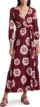 GO COUTURE Long Sleeve Maxi Wrap Dress