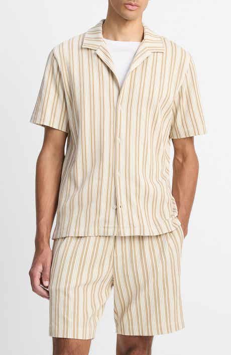 Vince Jacquard Stripe Knit Camp Shirt