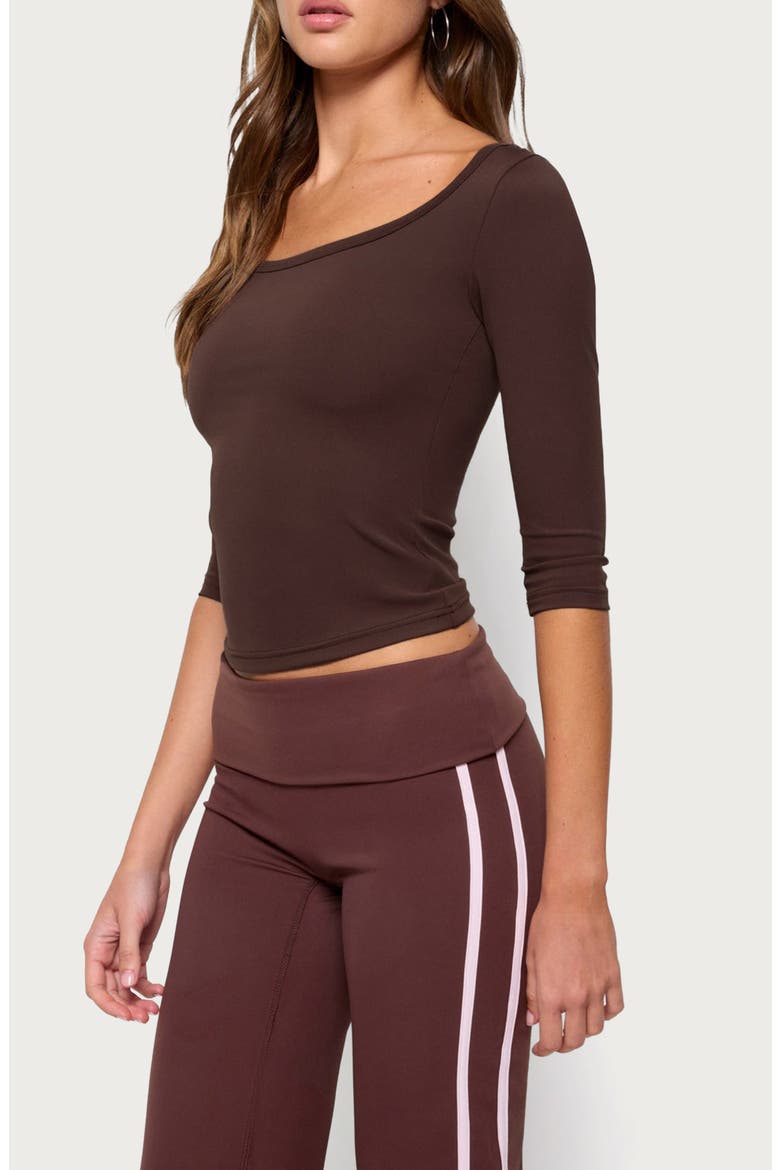 Desi Three-Quarter-Sleeve Top, Alternate, color, BROWN