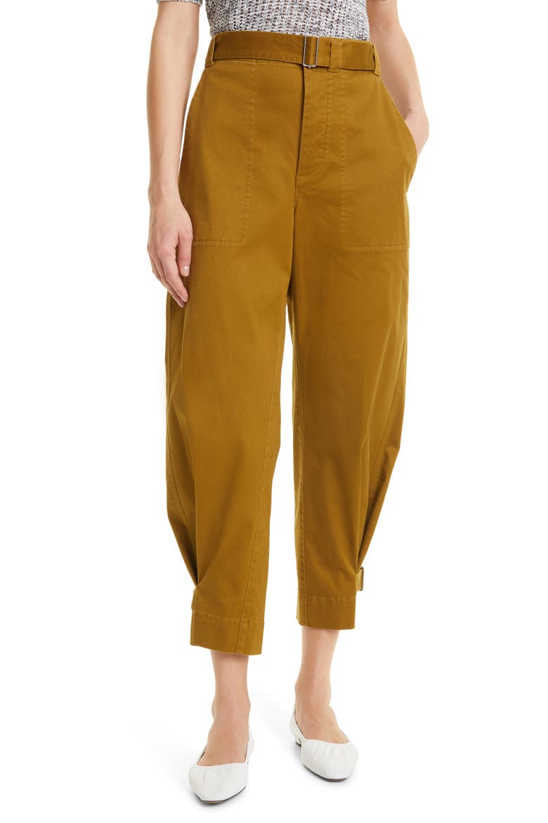 Crop Stretch Cotton Twill Pants, Main, color, OLIVE