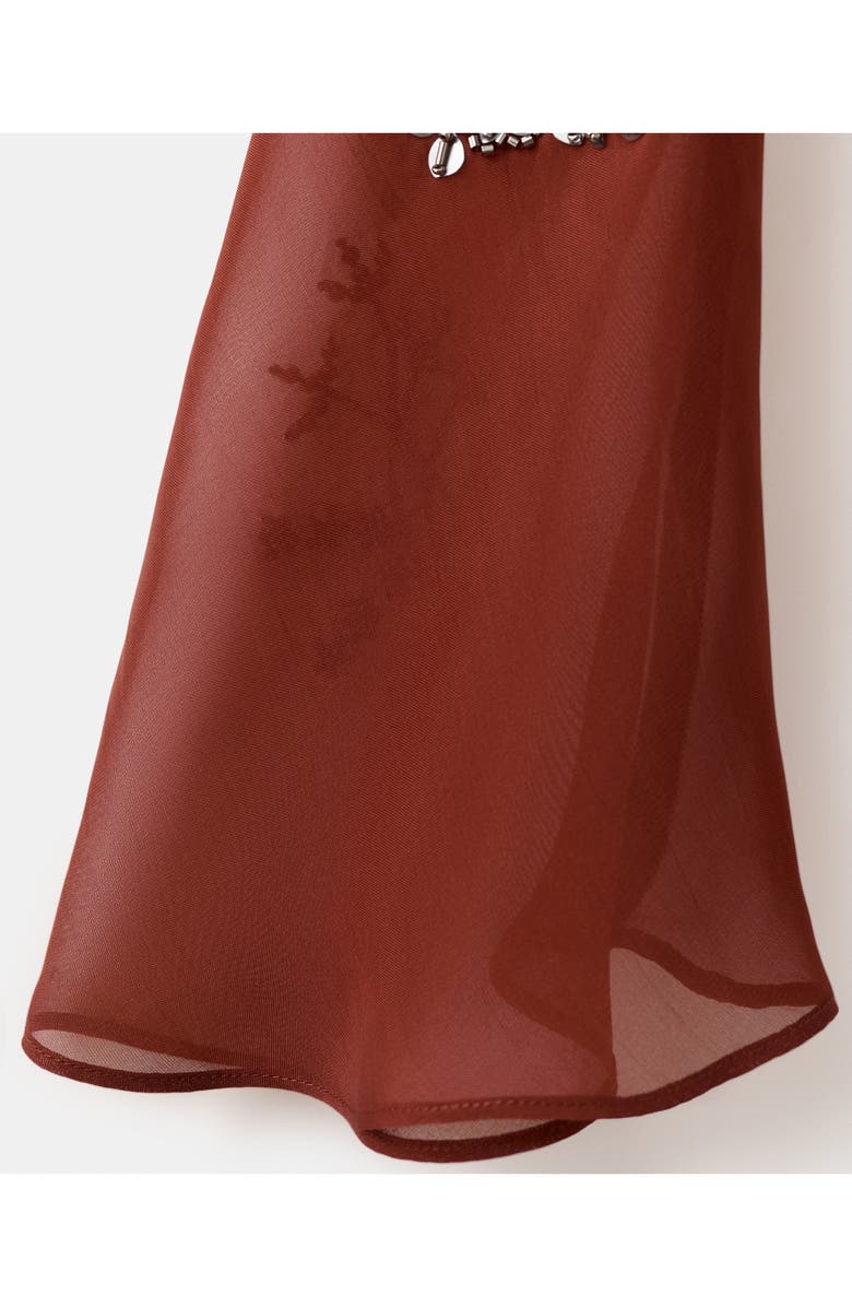 MANGO Embellished Long Sleeve Midi Dress, Alternate, color, Russet
