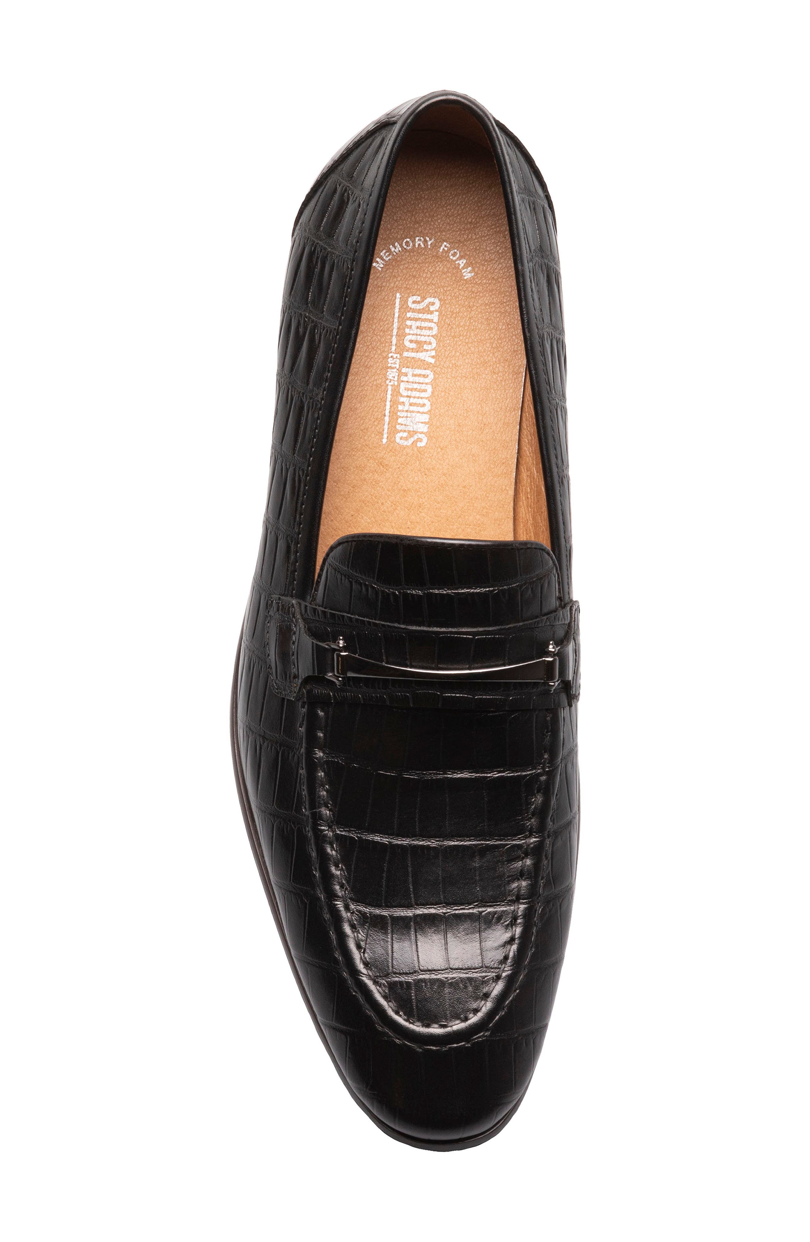 Stacy Adams Ferdinand Croc Embossed Loafer, Alternate, color, Black