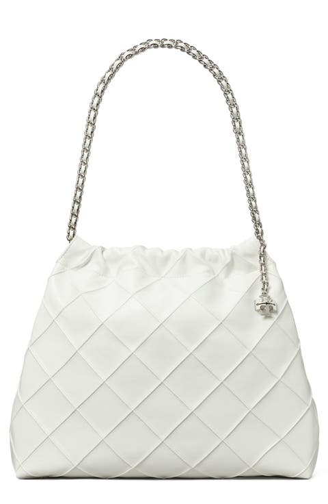Fleming Distressed Quilted Leather Hobo Bag