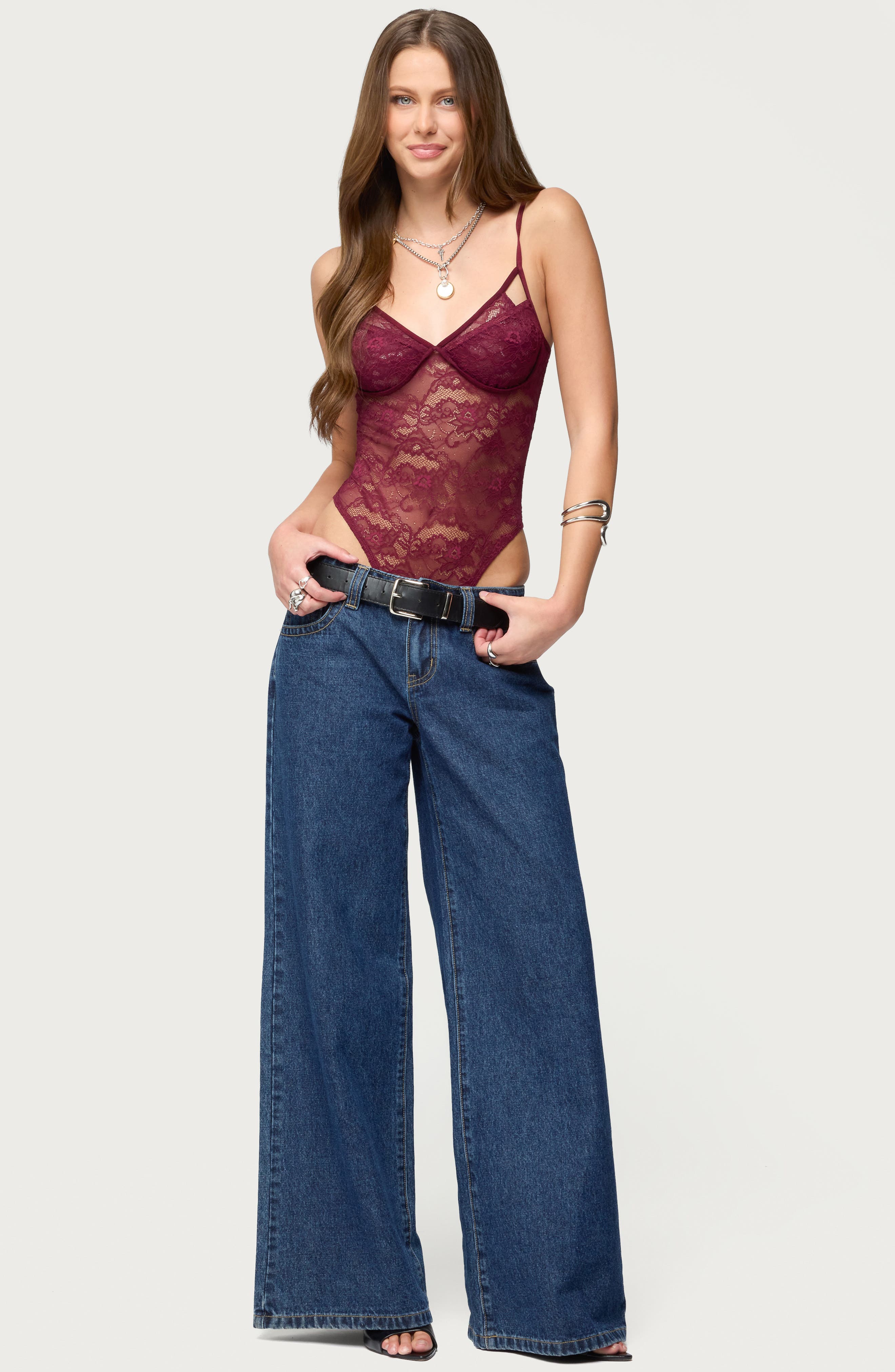 EDIKTED Cutout Lace Bodysuit (Women) | Nordstrom