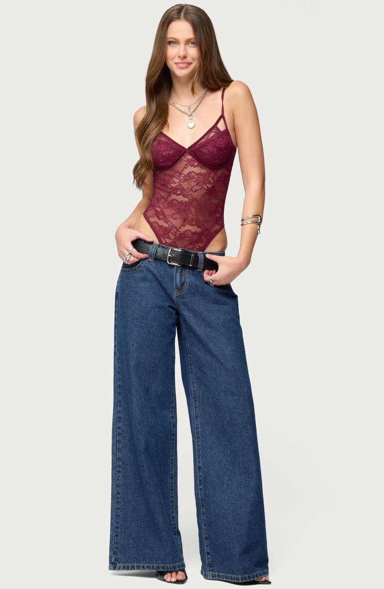 EDIKTED Cutout Lace Bodysuit, Alternate, color,