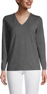 Lands' End Relaxed Supima Cotton Long Sleeve V-Neck T-Shirt
