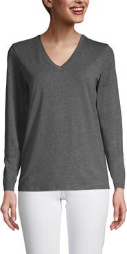Lands' End Supima Cotton Long Sleeve V-Neck T-Shirt