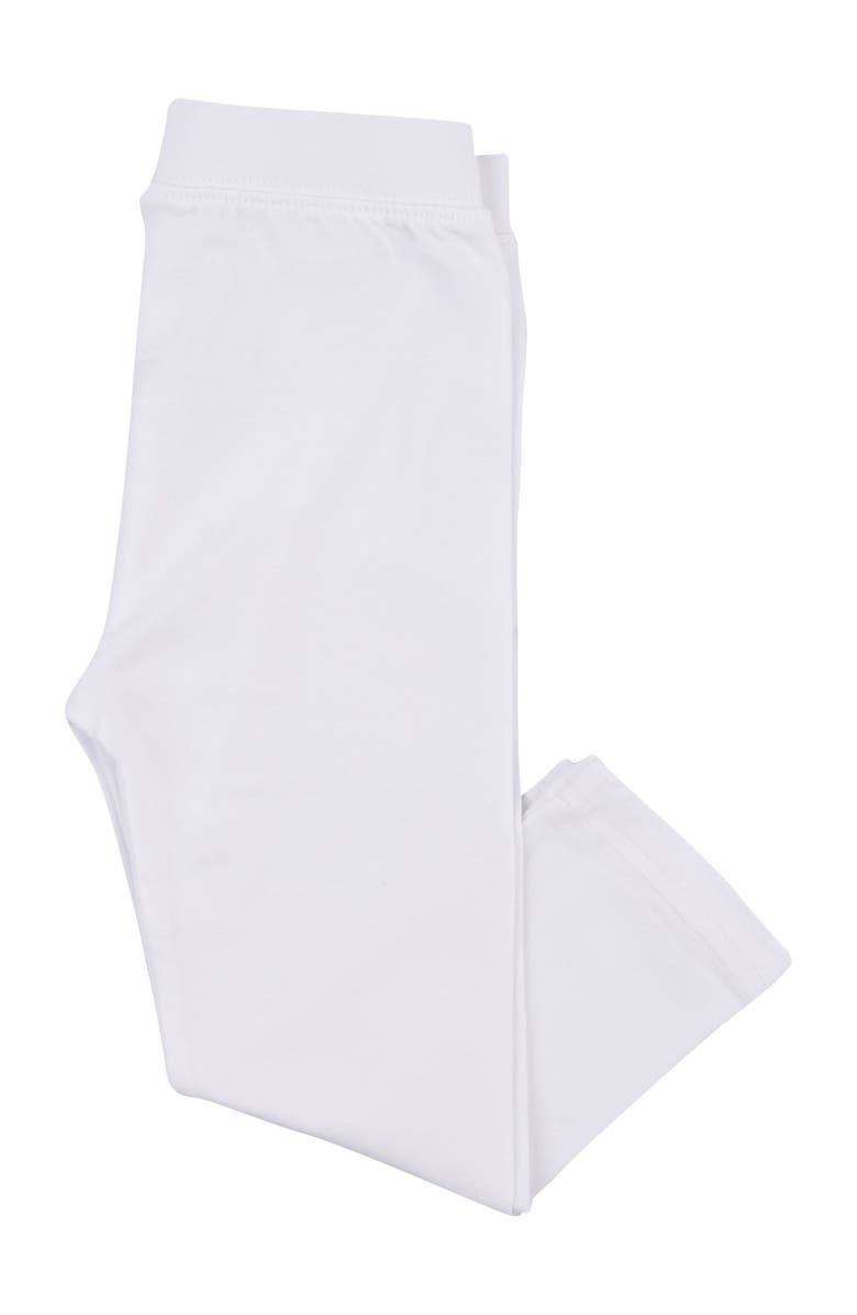 Leveret Girls Cotton Leggings, Solid Colors, Alternate, color, White