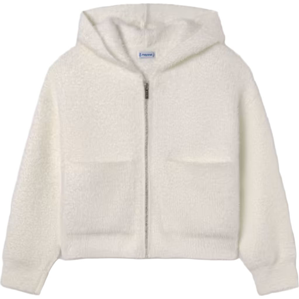 Mayoral Hooded Cardigan In White