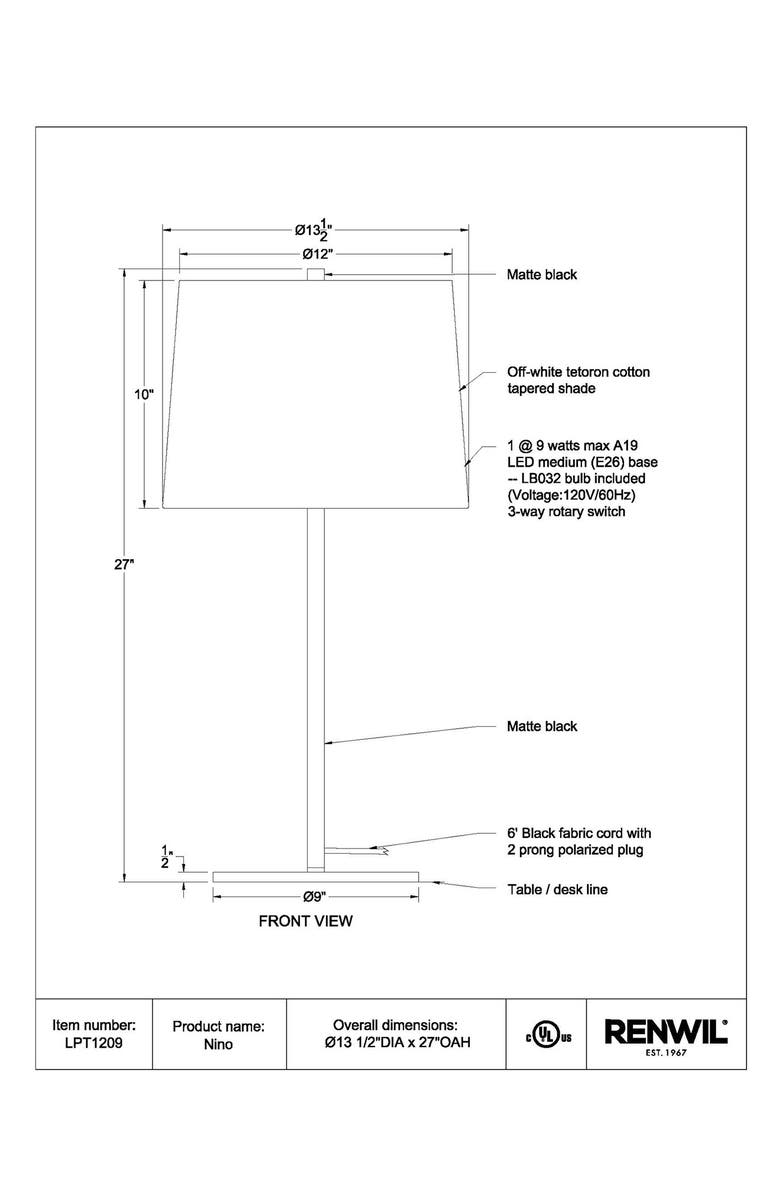 Renwil Nina Table Lamp, Alternate, color,