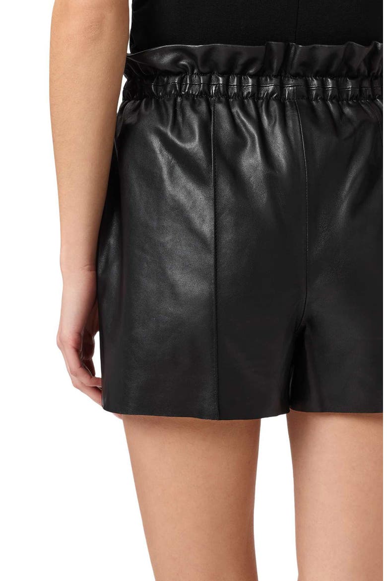 Fran Leather Shorts, Alternate, color, BLACK