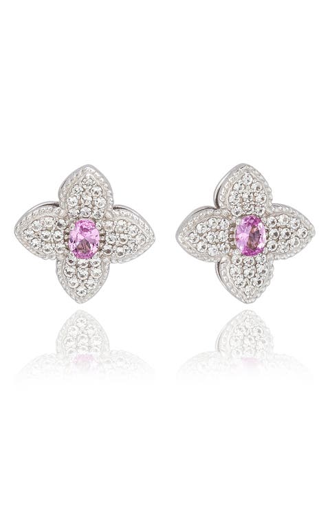 Sapphire Clover Stud Earrings