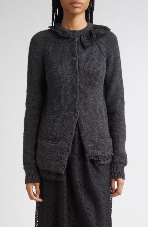 Meruert Tolegen Asymmetric Hand Knit Baby Alpaca Cardigan In Gray