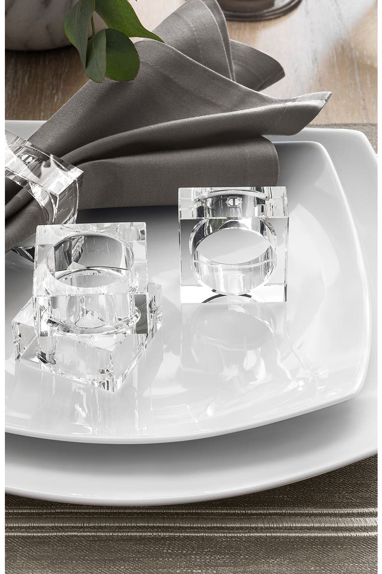 William Napkin Ring Set, Alternate, color, White - Square
