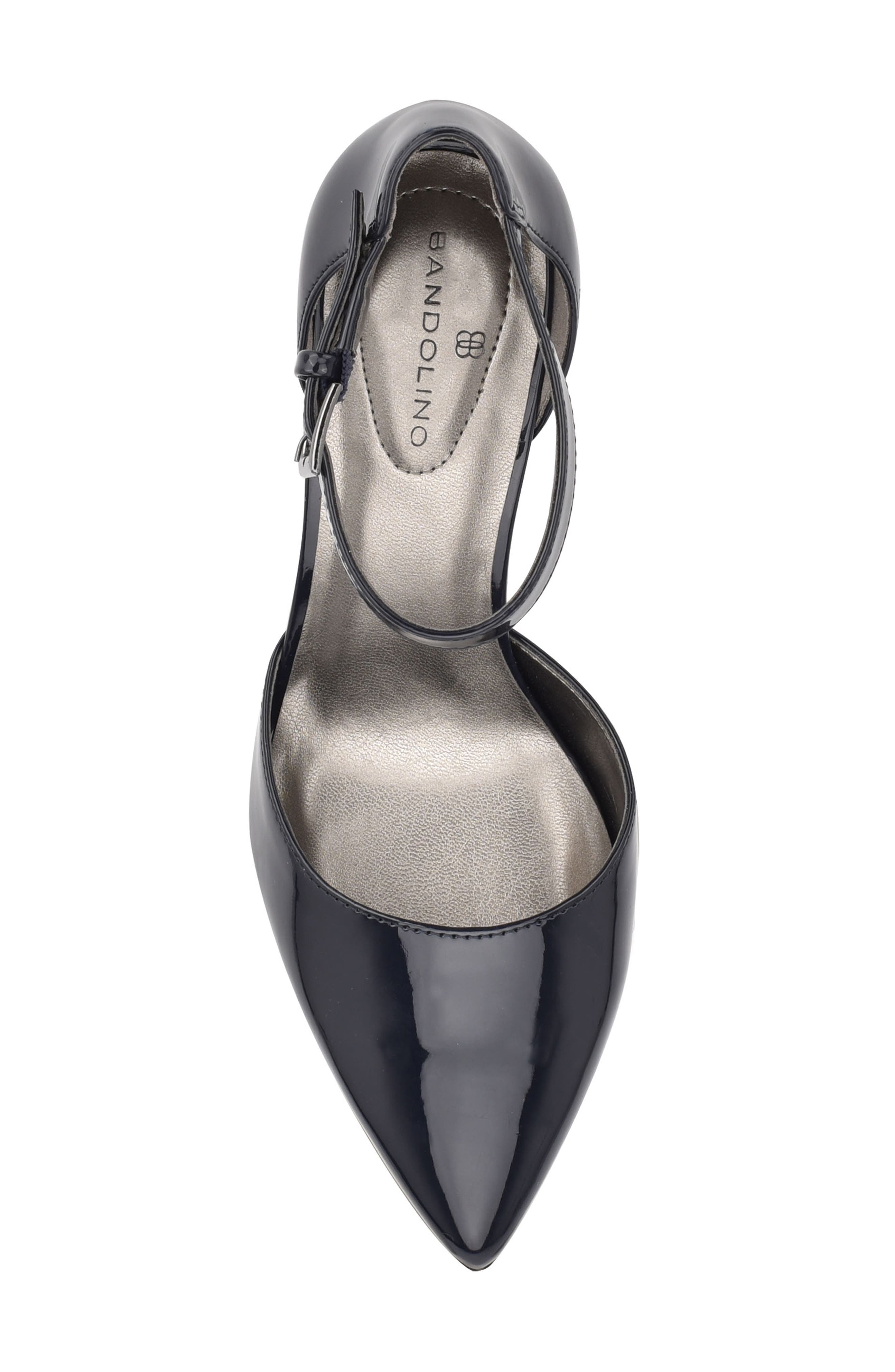 Bandolino Ginata Pointed Toe Ankle Strap Pump, Alternate, color, Navy Patent