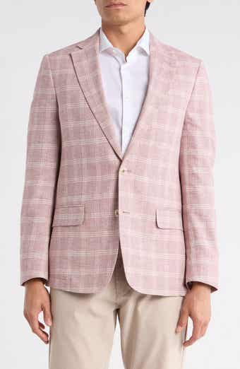 Original Penguin Pink Windowpane Plaid Linen & Cotton Sport Coat