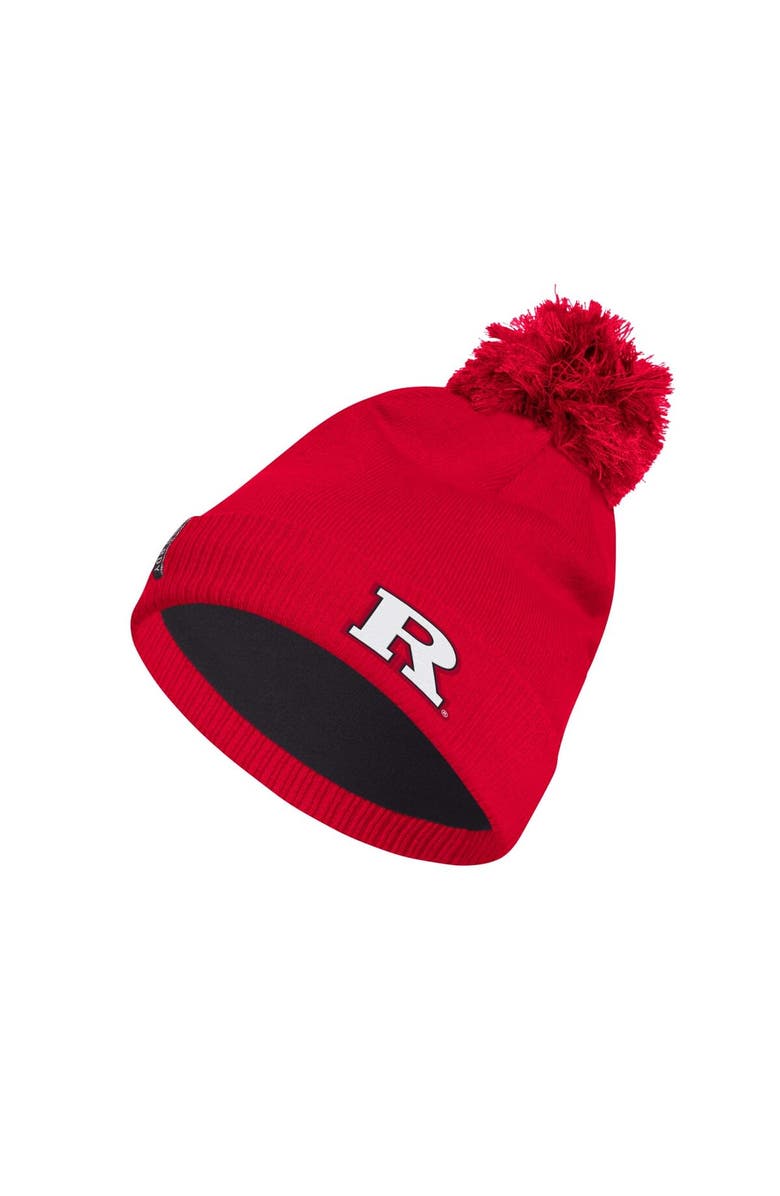adidas Men's adidas Scarlet Rutgers Scarlet Knights 2023 Sideline COLD.RDY Cuffed Knit Hat with Pom, Main, color,
