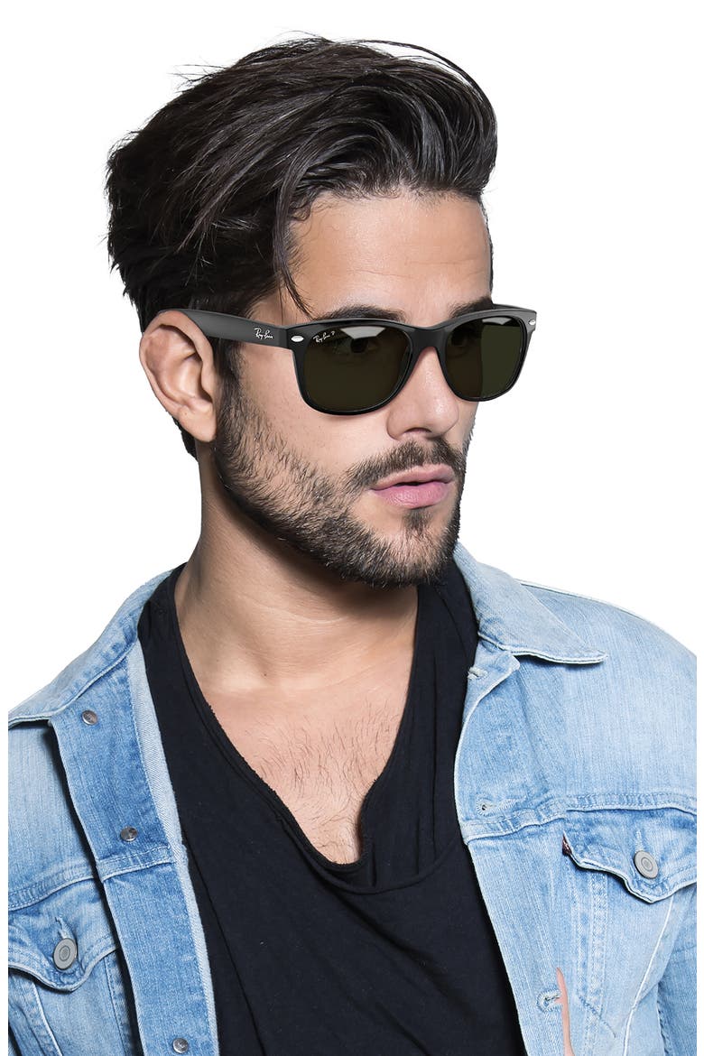 New Wayfarer 58mm Square Sunglasses, Alternate, color, BLK POL