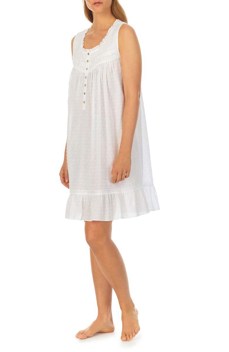 Eileen West Sleeveless Swiss Dot Short Nightgown, Alternate, color,