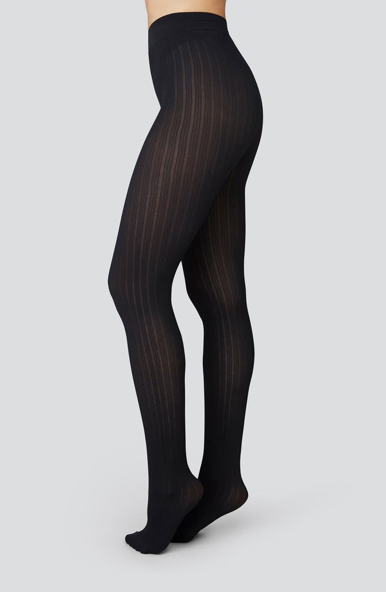 Swedish Stockings Alma Rib Tights, Main, color, Black