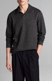 Vince Blurred Birdseye Long Sleeve Johnny Polo