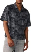 True Religion Logo Mesh Short Sleeve Snap-Up Shirt
