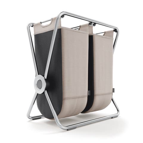 double x-frame hamper, heavy-gauge steel frame, chrome