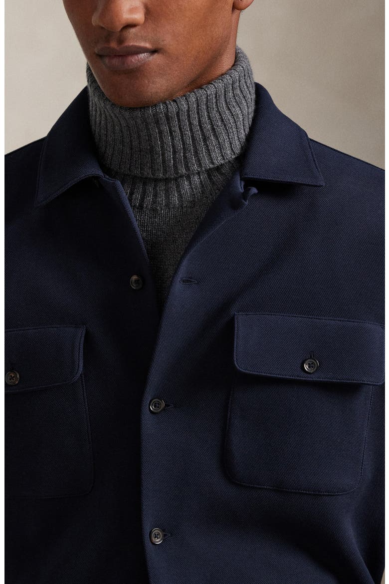 Long Sleeve Double Knit Cotton Blend Camp Shirt, Alternate, color, AVIATOR NAVY
