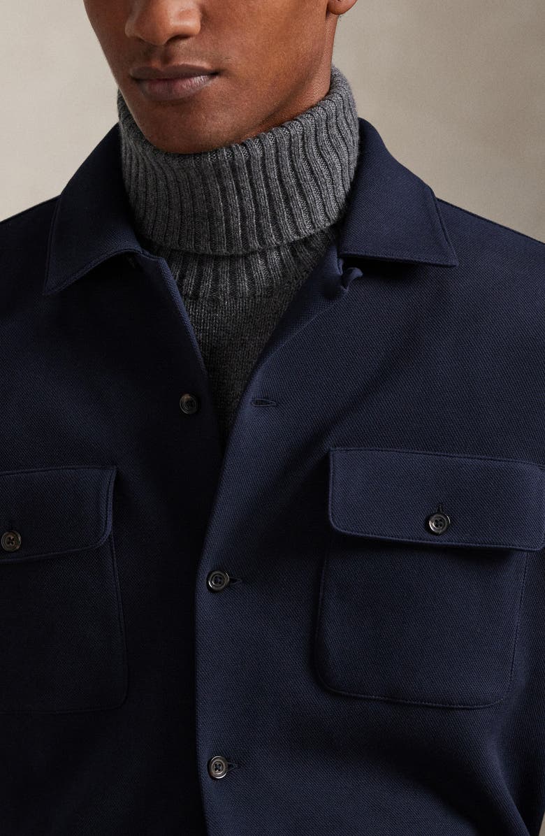 Polo Ralph Lauren Long Sleeve Double Knit Cotton Blend Camp Shirt, Alternate, color, Aviator Navy