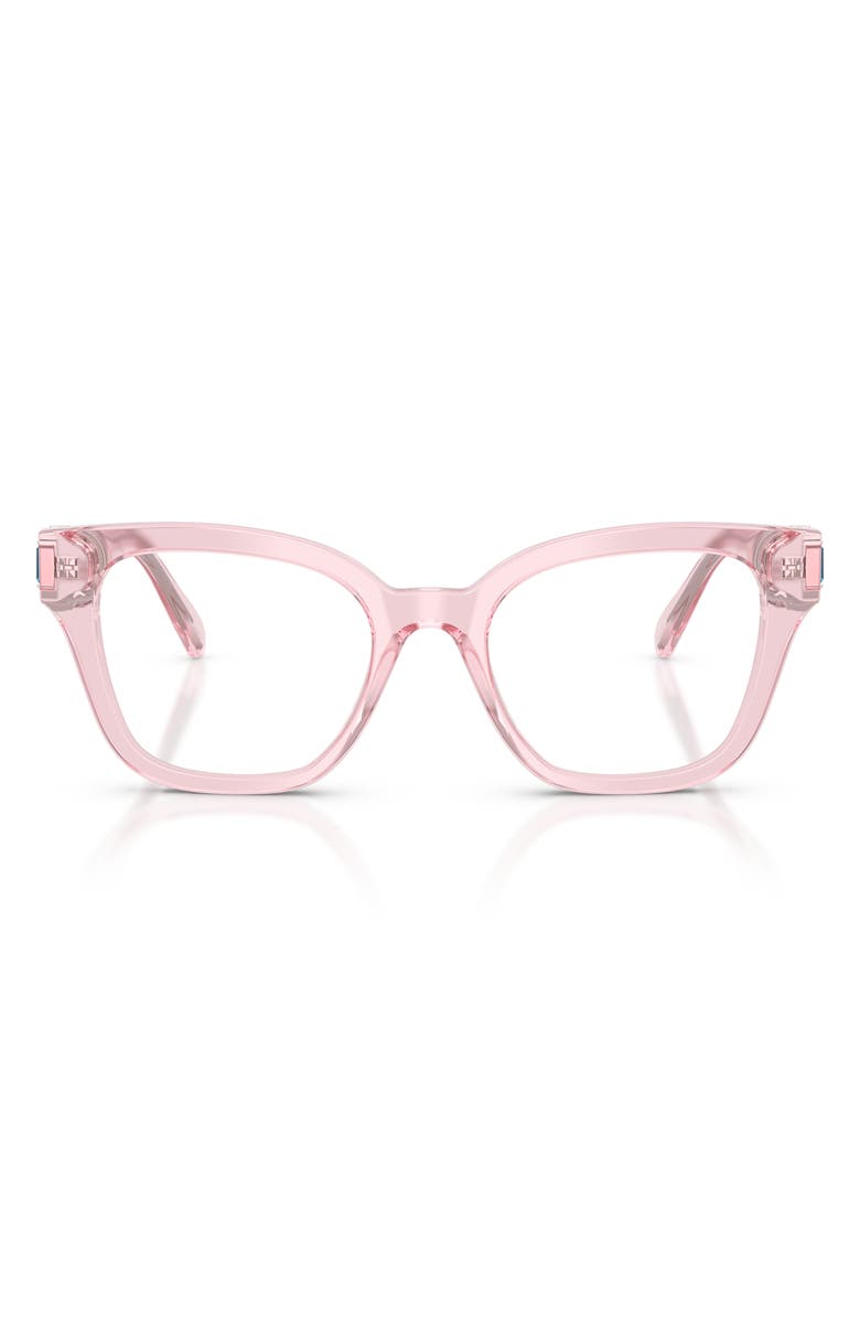 Swarovski 50mm Small Square Optical Glasses, Main, color, Transparent Pink / Demo Lens
