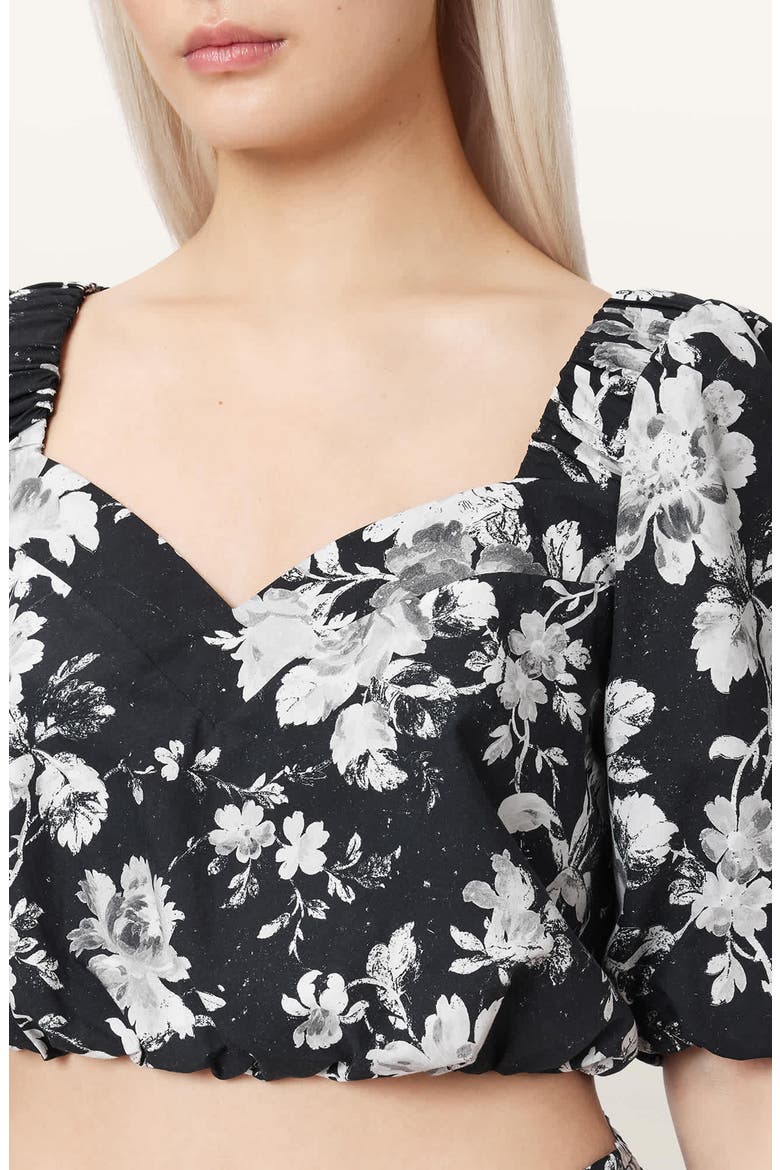 Levy Floral Print Crop Top, Alternate, color, JARDINA MONO BLACK