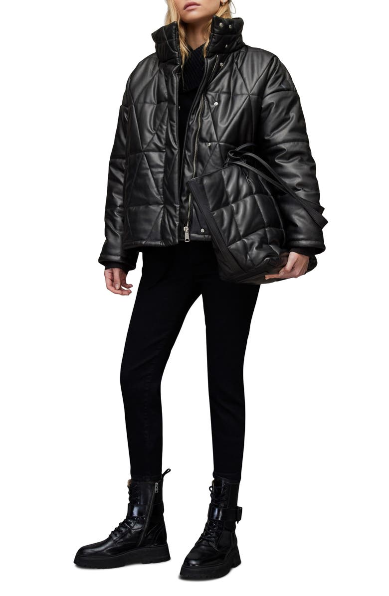AllSaints Bon Faux Leather Puffer Jacket, Alternate, color, 