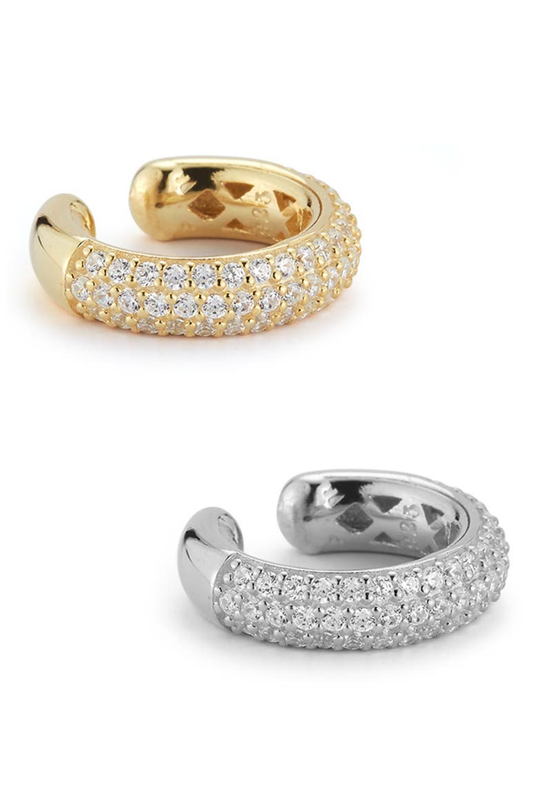 Set of 2 Pavé Cubic Zirconia Ear Cuffs, Main, color, MULTI