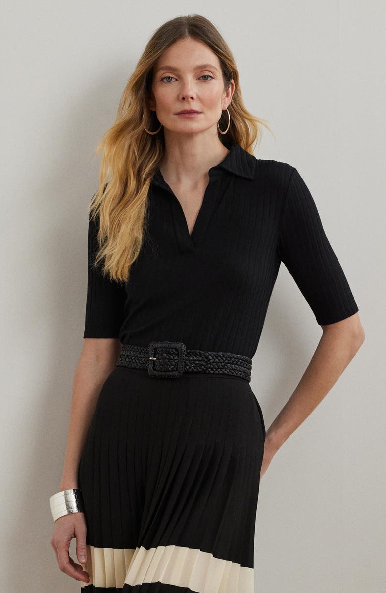 Lauren Ralph Lauren Ribbed Johnny Collar Polo, Alternate, color, 