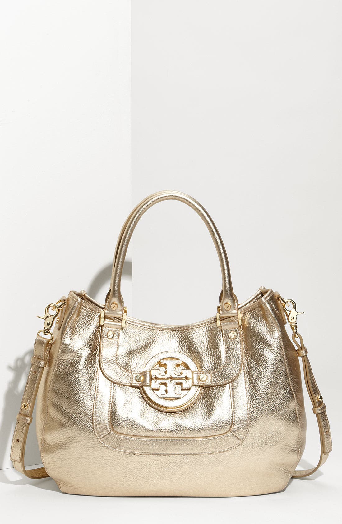 'Amanda' Leather Hobo, Main, color, GOLD