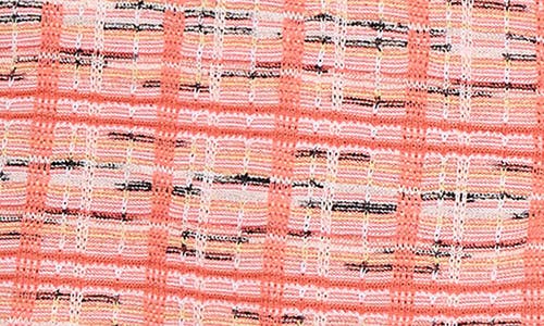 Ming Wang Plaid Knit Sheath Dress In Sunkist Coral/multi