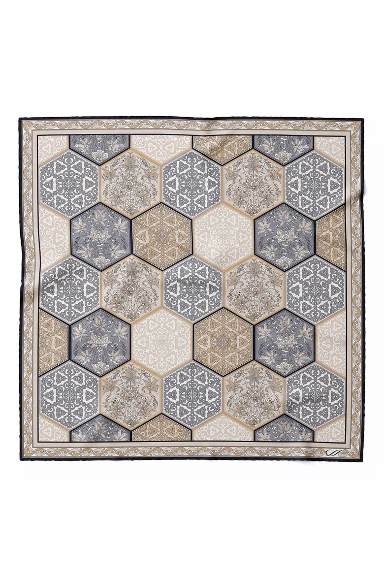 Dante - Silk Pocket Square for Men, Main, color, Grey