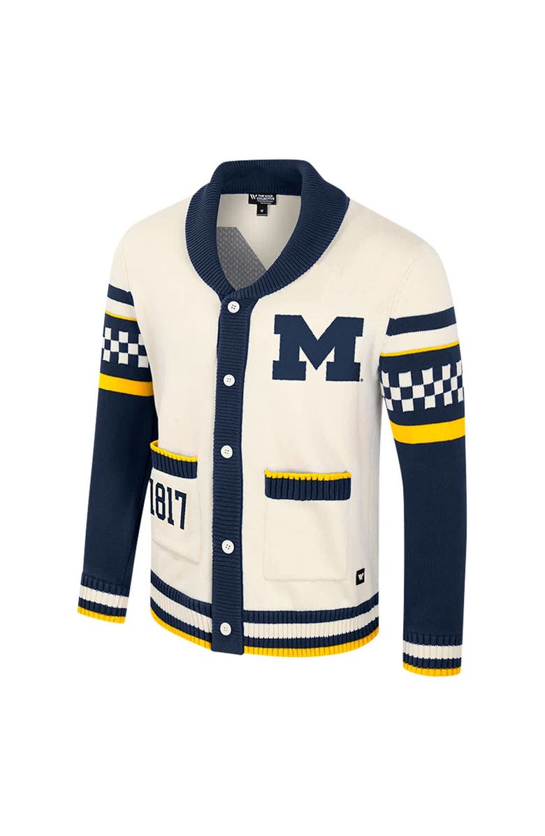 COLOSSEUM Women's Colosseum Cream Michigan Wolverines Wild Collective Button-Up Jacquard Sweater, Alternate, color, Cream
