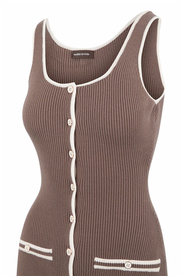 Daphne Rib Knit Contrast Midaxi Dress, Alternate, color, Brown/Cream