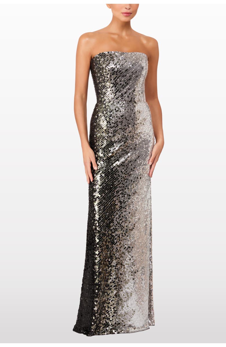 Jenny Packham Caron Sequin-Embellished Strapless Maxi Dress, Main, color, Liquorice
