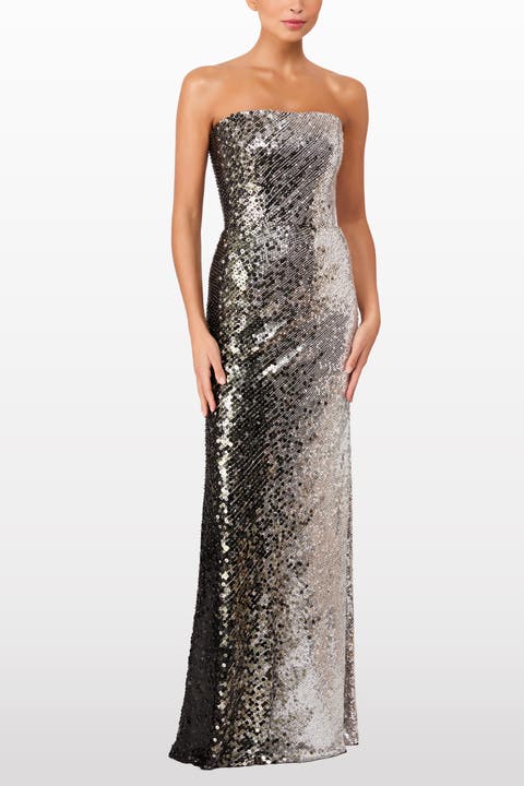 Caron Sequin-Embellished Strapless Maxi Dress