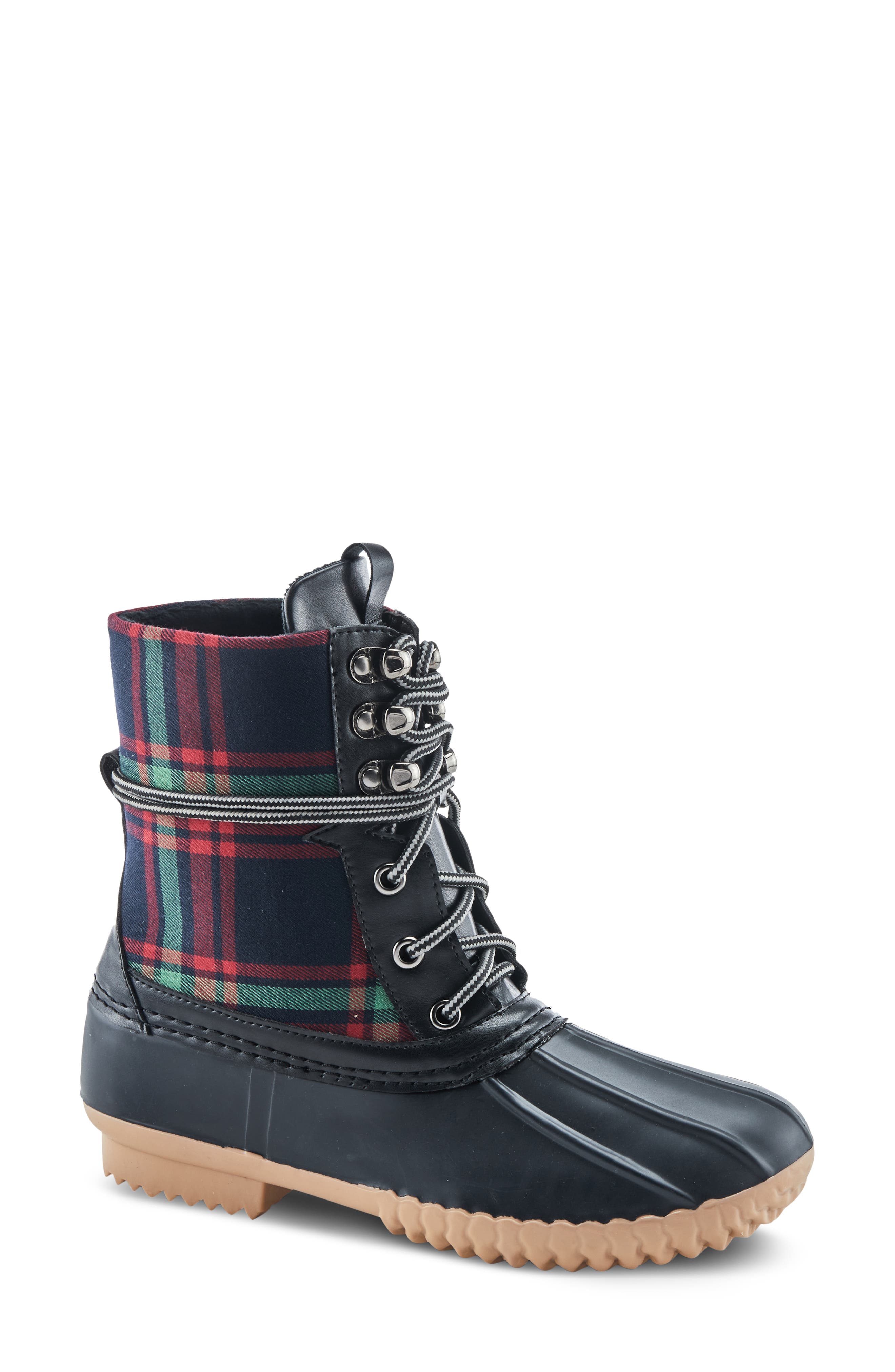 Spring Step Duckie Plaid Waterproof Rain Boot, Main, color, 