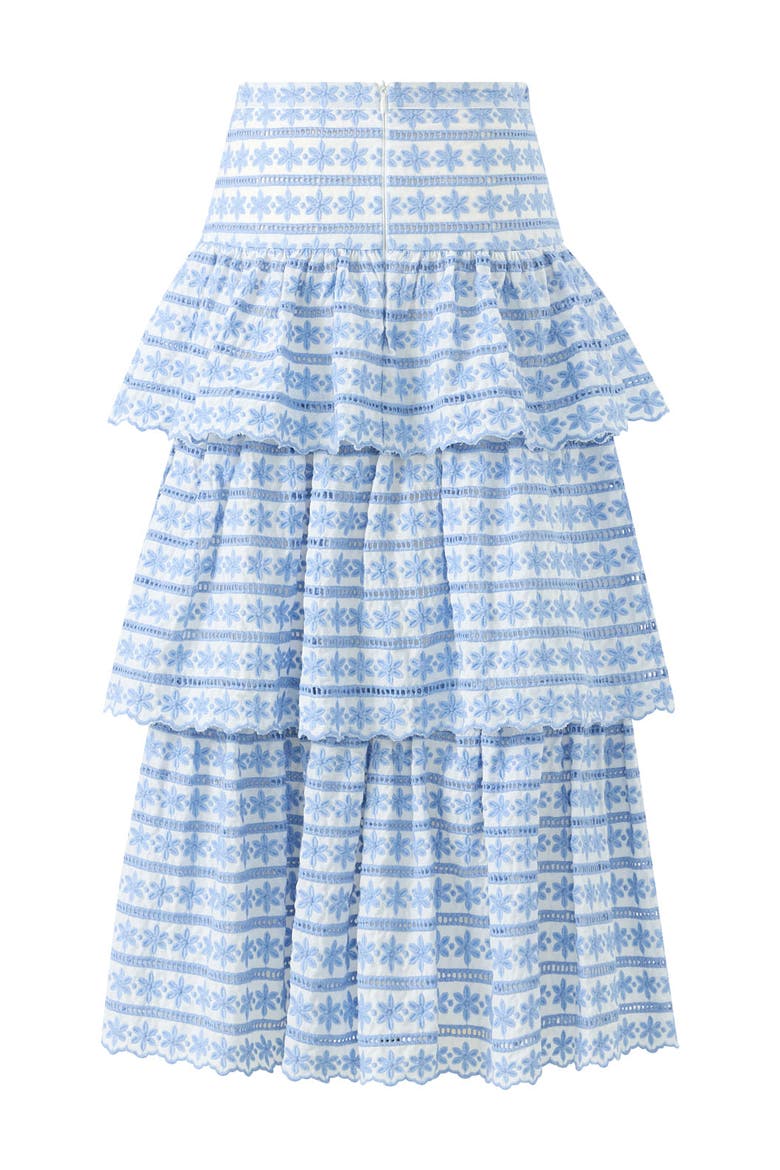Odessa Frill Embroidered Maxi Skirt, Alternate, color, Powder Blue