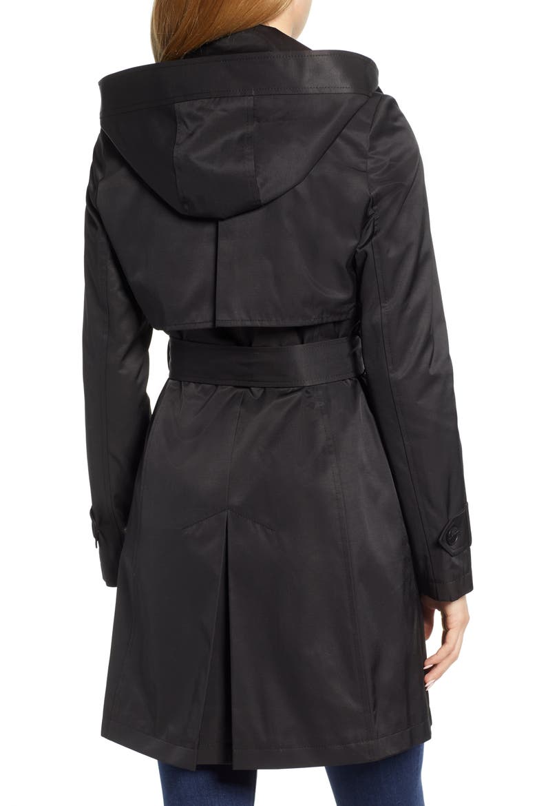 Hooded Trench Coat, Alternate, color, BLACK