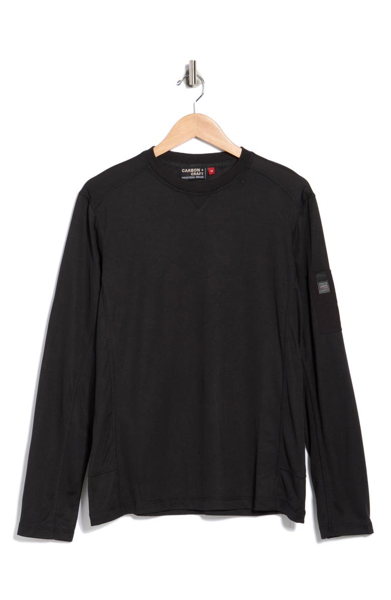 CARBON + CRAFT Jacquard Long Sleeve T-Shirt, Main, color, Black