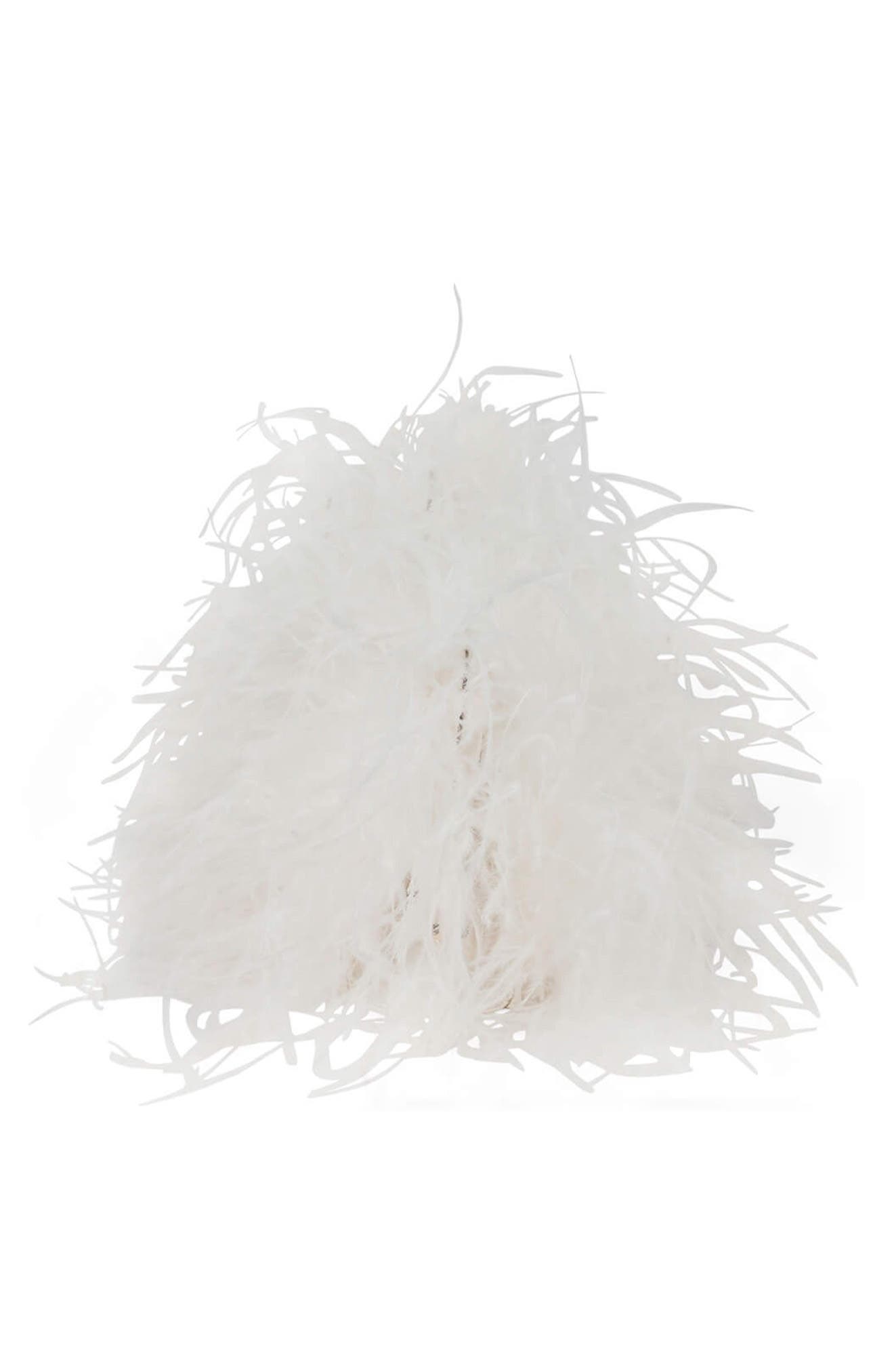 Jeffrey Campbell Animal Feather Clutch, Alternate, color, White Combo
